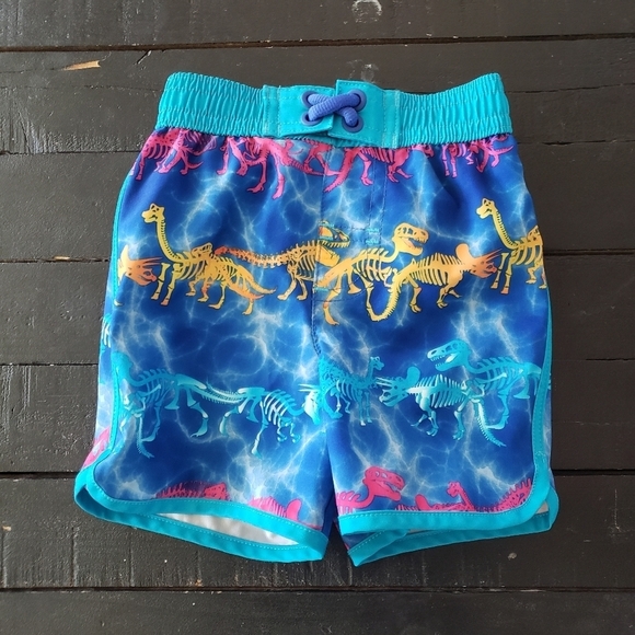 Wonder Nation Baby Boy 12 Months Swim Trunks Blue Water Pink Orange Dinosaurs - Picture 1 of 4
